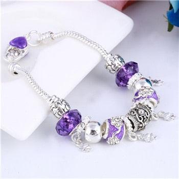 TBOO Pink Crystal Charm Silver Bracelets & Bangles for Women With Aliexpress Murano Beads Silver Bracelet Femme Love Jewelry