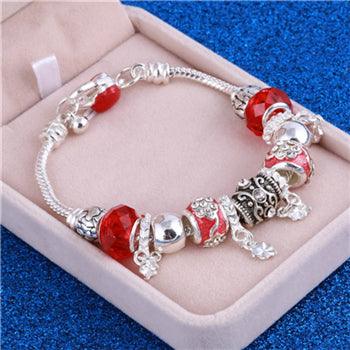 TBOO Pink Crystal Charm Silver Bracelets & Bangles for Women With Aliexpress Murano Beads Silver Bracelet Femme Love Jewelry
