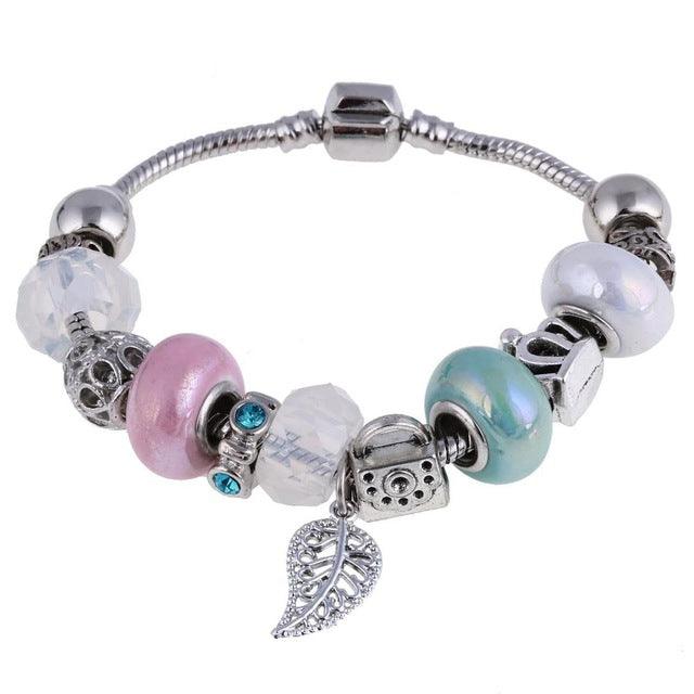 TBOO Pink Crystal Charm Silver Bracelets & Bangles for Women With Aliexpress Murano Beads Silver Bracelet Femme Love Jewelry
