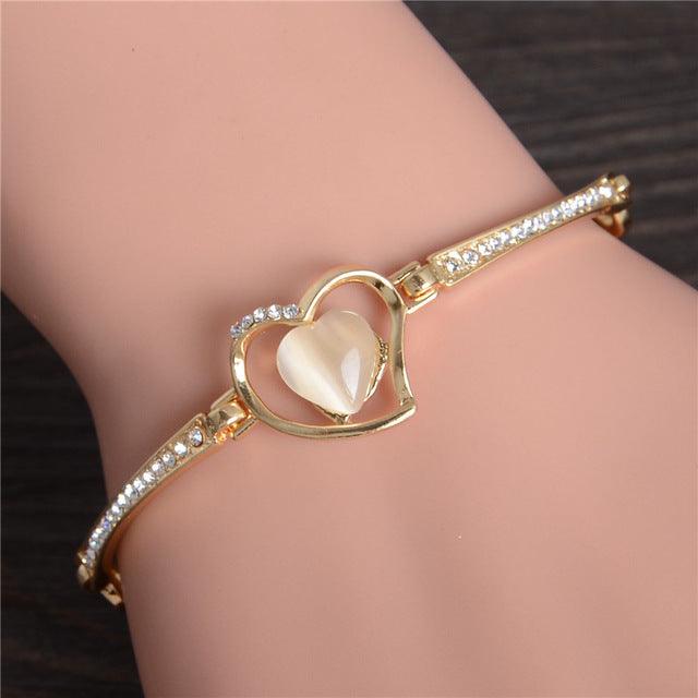 TBOO Luxury Golden Plated Charm Crystal Cubic Zircon Opal Stone Beads Bracelet For Women