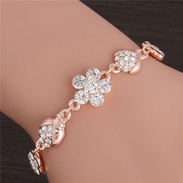 TBOO Luxury Golden Plated Charm Crystal Cubic Zircon Opal Stone Beads Bracelet For Women