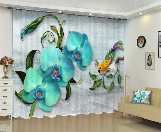 Modern window curtains home decoration fashion fabrics for curtains living room 3D flowers window treatment balcony