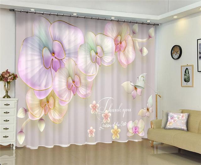 Modern window curtains home decoration fashion fabrics for curtains living room 3D flowers window treatment balcony