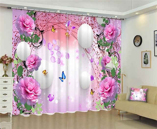 Modern window curtains home decoration fashion fabrics for curtains living room 3D flowers window treatment balcony