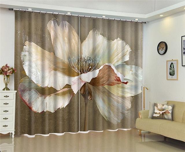 Modern window curtains home decoration fashion fabrics for curtains living room 3D flowers window treatment balcony