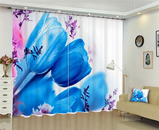 Modern window curtains home decoration fashion fabrics for curtains living room 3D flowers window treatment balcony
