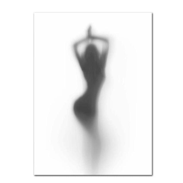 Sexy Silhouette of a Dancing Woman Behind a Curtain Canvas Posters Print Wall Picture for Living Room Nordic Style