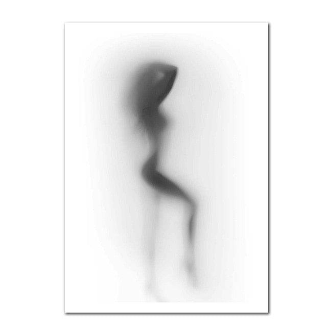 Sexy Silhouette of a Dancing Woman Behind a Curtain Canvas Posters Print Wall Picture for Living Room Nordic Style