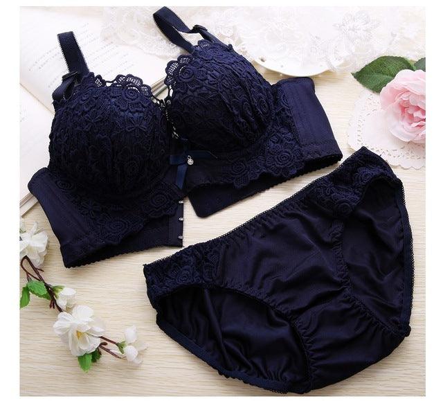 Push Up Bra Set 2pc Sexy Women Underwear Lingerie Panties And Embroidery Cotton Bralette Set Female Underclothes Underwear