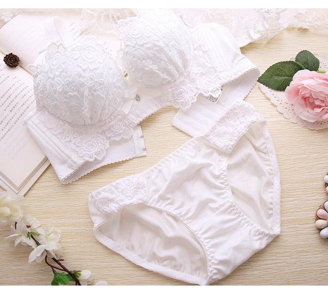 Push Up Bra Set 2pc Sexy Women Underwear Lingerie Panties And Embroidery Cotton Bralette Set Female Underclothes Underwear