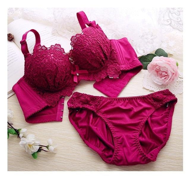 Push Up Bra Set 2pc Sexy Women Underwear Lingerie Panties And Embroidery Cotton Bralette Set Female Underclothes Underwear