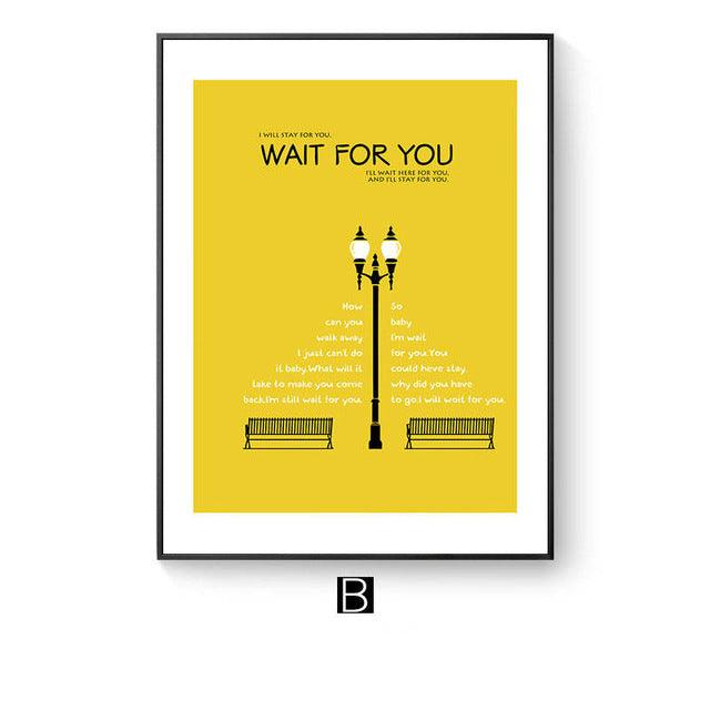 Modern abstract Letter combinations Wall Art Canvas Painting Nordic Posters And Prints Black yellow Nursery Wall Pictures