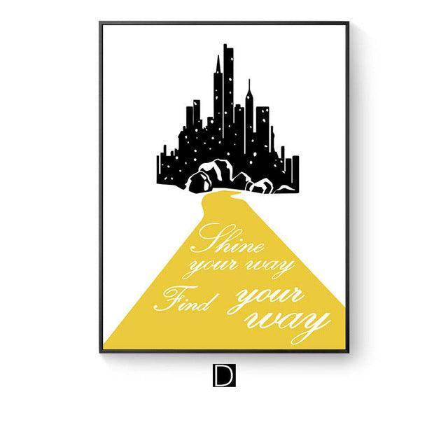 Modern abstract Letter combinations Wall Art Canvas Painting Nordic Posters And Prints Black yellow Nursery Wall Pictures