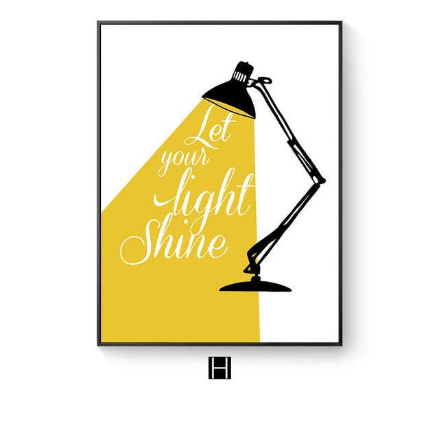 Modern abstract Letter combinations Wall Art Canvas Painting Nordic Posters And Prints Black yellow Nursery Wall Pictures