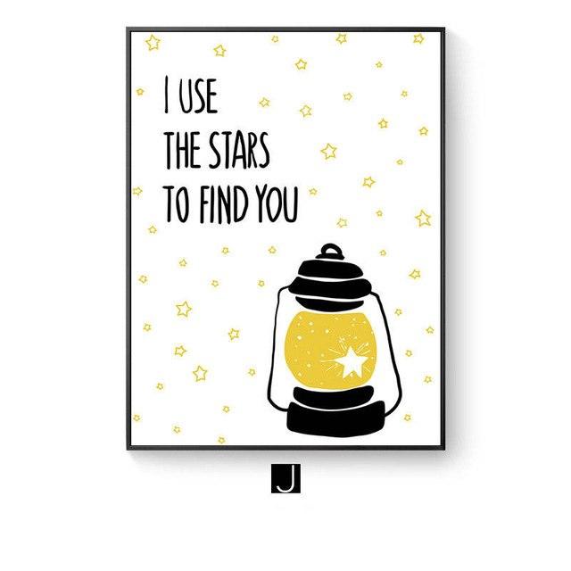 Modern abstract Letter combinations Wall Art Canvas Painting Nordic Posters And Prints Black yellow Nursery Wall Pictures