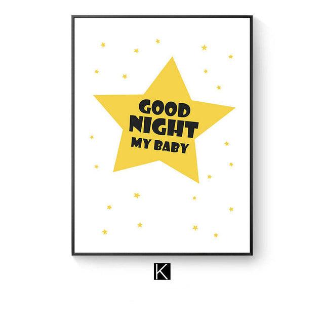 Modern abstract Letter combinations Wall Art Canvas Painting Nordic Posters And Prints Black yellow Nursery Wall Pictures