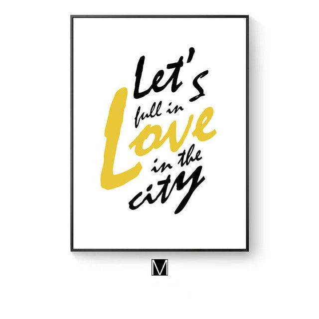 Modern abstract Letter combinations Wall Art Canvas Painting Nordic Posters And Prints Black yellow Nursery Wall Pictures