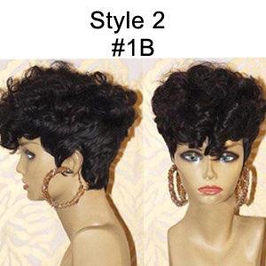 Short Human Hair Wigs With Bangs None Lace Wig Remy 130% 4 Inch