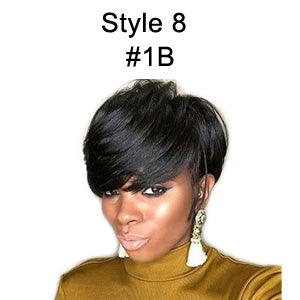 Short Human Hair Wigs With Bangs None Lace Wig Remy 130% 4 Inch