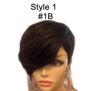 Short Human Hair Wigs With Bangs None Lace Wig Remy 130% 4 Inch