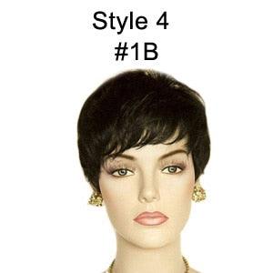 Short Human Hair Wigs With Bangs None Lace Wig Remy 130% 4 Inch