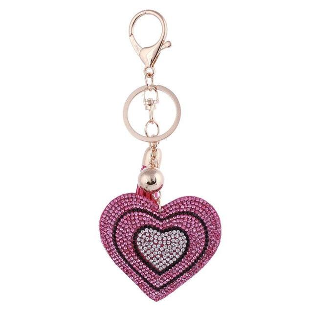 Heart Keychain Leather Tassel Gold Key Holder Metal Crystal Key Chain Keyring Charm Bag Auto Pendant Gift Wholesale Price