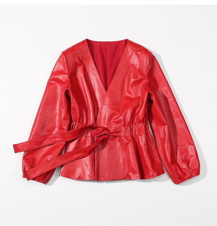 Sheepskin Leather Jacket Women Coat Vintage Women Plus Size Black Red Female Jacket Genuine Leather