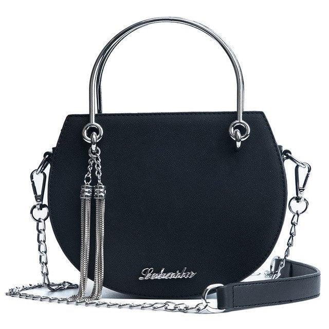 Tassel Bag Original Design for Women Metal Handle Semi-Circular shoulder bag