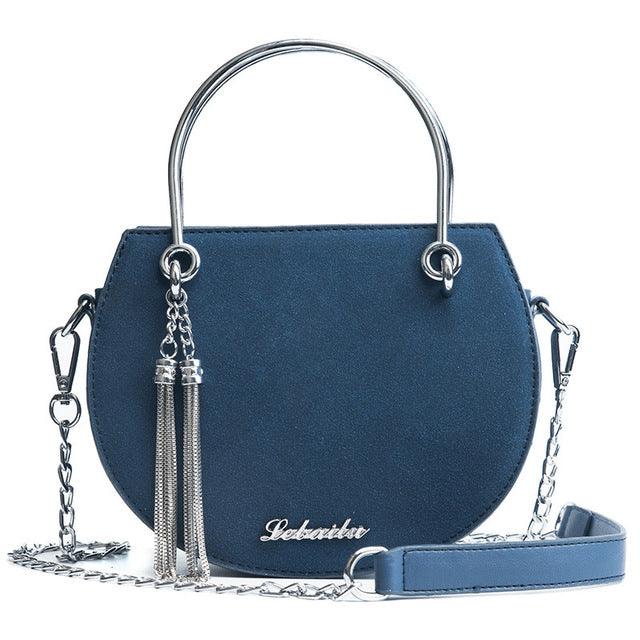 Tassel Bag Original Design for Women Metal Handle Semi-Circular shoulder bag