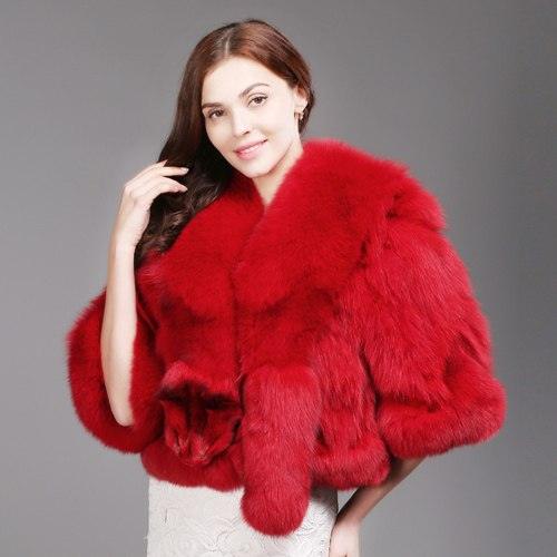 Women Genuine Real Fox Fur Coat 100% Natural Fox Fur Short Winter Jacket Warm Soft Fashion Real Fox Fur Pashmina Overcoat