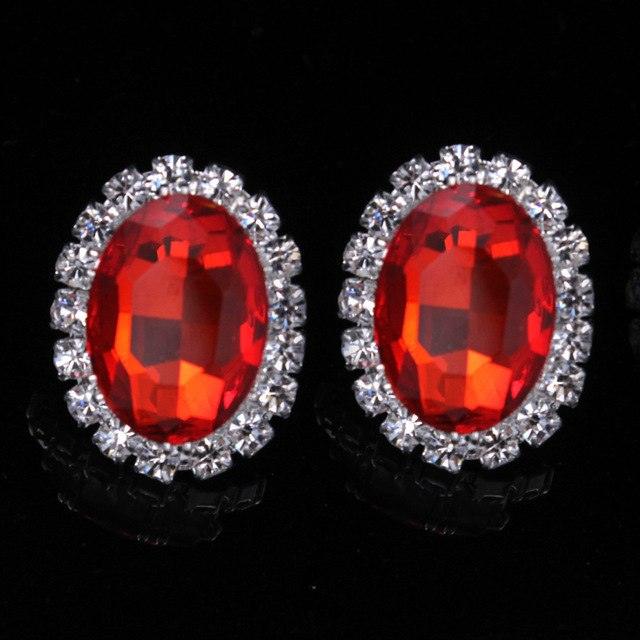 Women Earrings Gorgeous Multicolor Oval Imitation Gemstone Earrings Crystal Ear Stud Earrings for Women Wedding Jewelry Accessories