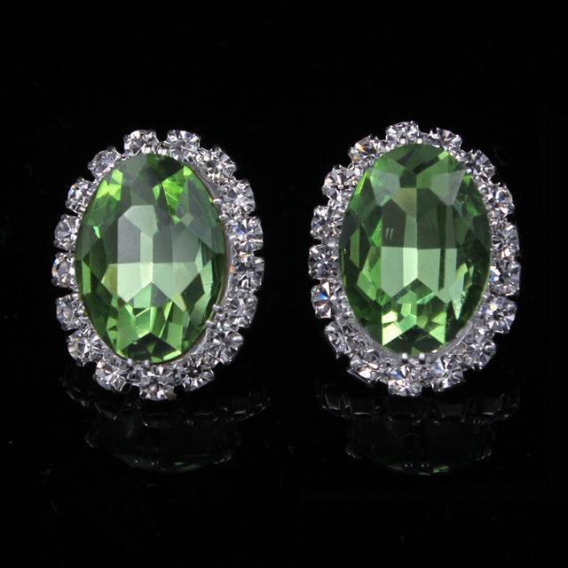 Women Earrings Gorgeous Multicolor Oval Imitation Gemstone Earrings Crystal Ear Stud Earrings for Women Wedding Jewelry Accessories
