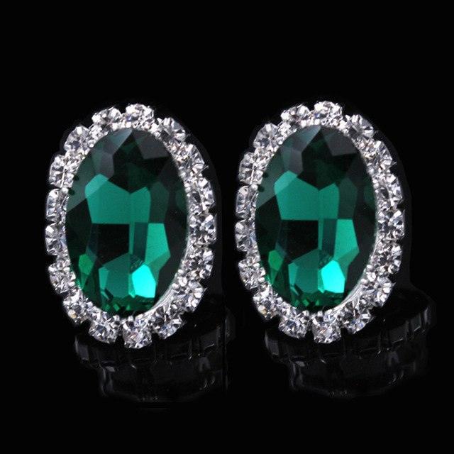 Women Earrings Gorgeous Multicolor Oval Imitation Gemstone Earrings Crystal Ear Stud Earrings for Women Wedding Jewelry Accessories