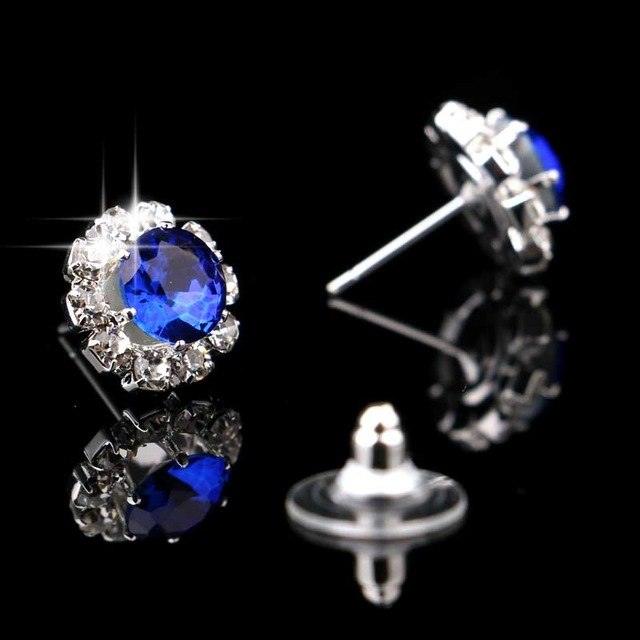 Women Luxury Bridal Silver Plating Crystal Rhinestone Flower Stud Earrings for Wedding Prom Gifts Accessories