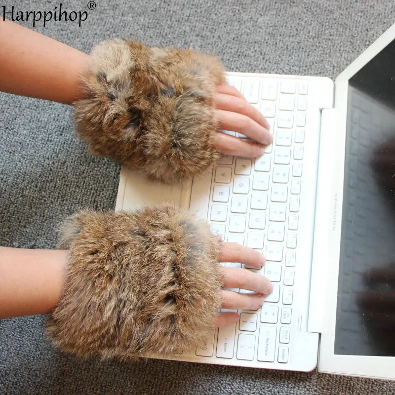 Luxury Handmade Rex Rabbit Fur Mittens – Ultra-Soft Knitted Winter Gloves