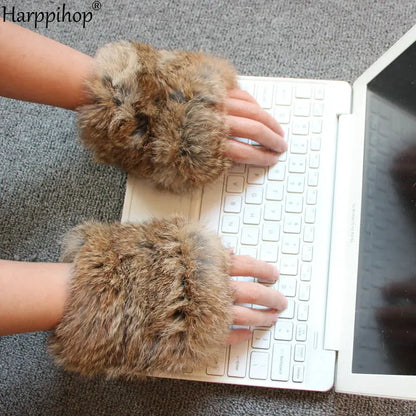 Luxury Handmade Rex Rabbit Fur Mittens – Ultra-Soft Knitted Winter Gloves
