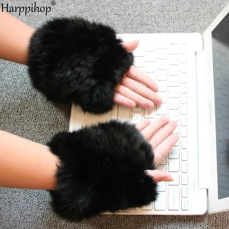Luxury Handmade Rex Rabbit Fur Mittens – Ultra-Soft Knitted Winter Gloves