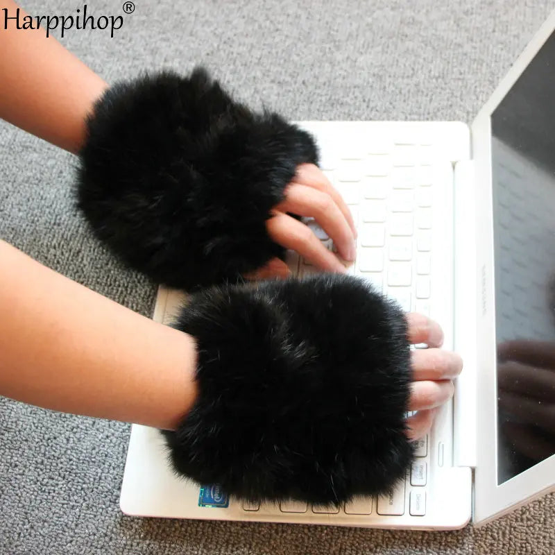 Luxury Handmade Rex Rabbit Fur Mittens – Ultra-Soft Knitted Winter Gloves
