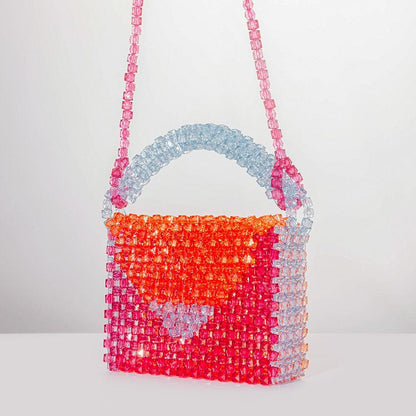 T-BOO Woven Clear Color Beads Handbags Designer Bags Summer Colour Transparent Beading Square Crossbody Purses