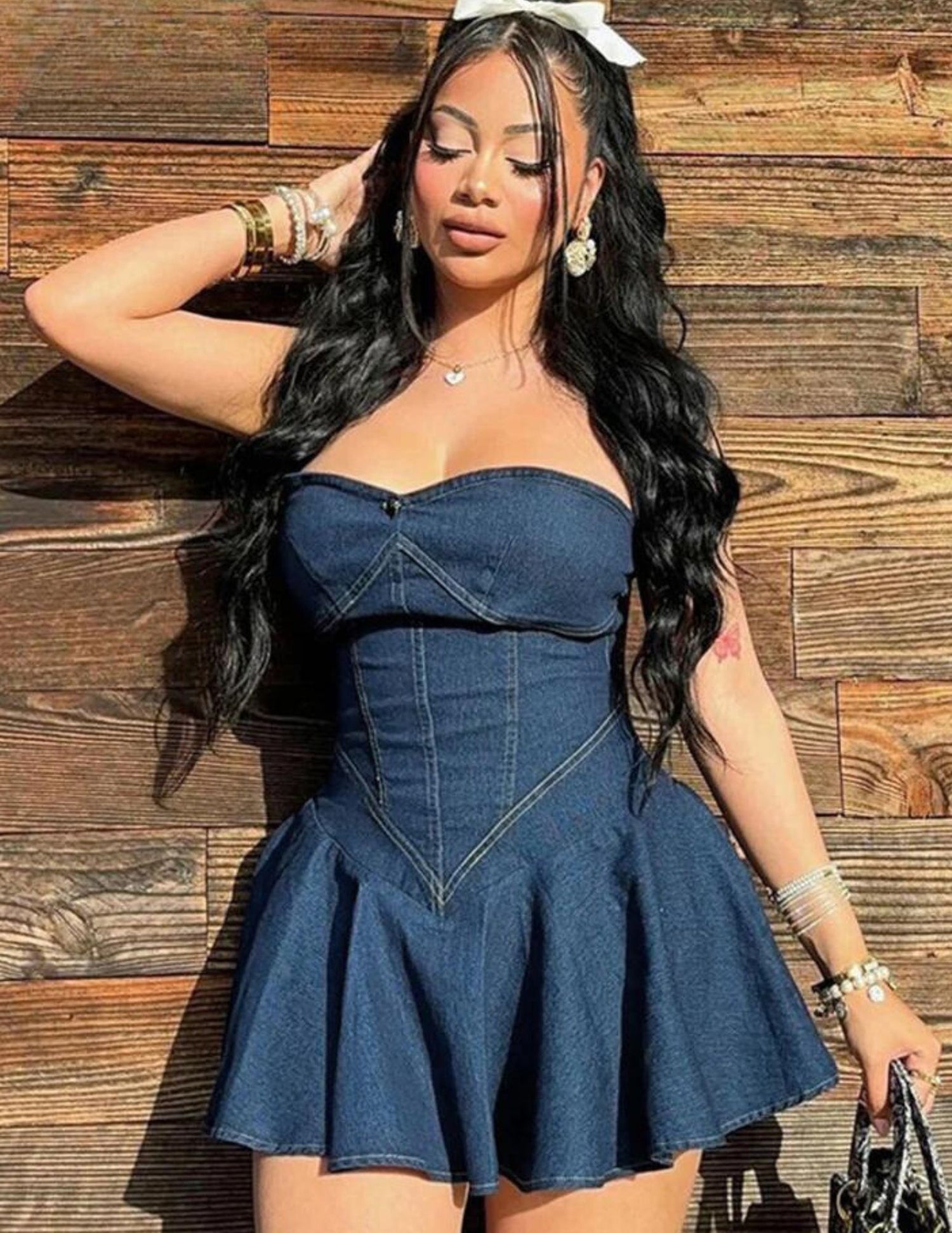 Trendy Strapless Denim Bodycon Dress Trendy Strapless Denim Bodycon Dress