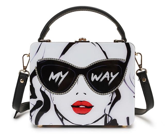Women Dazzling Sunglasses Purses and Handbag Cartoon Acrylic Style Shoulder Bag Ladies Crossbody Designer Bag