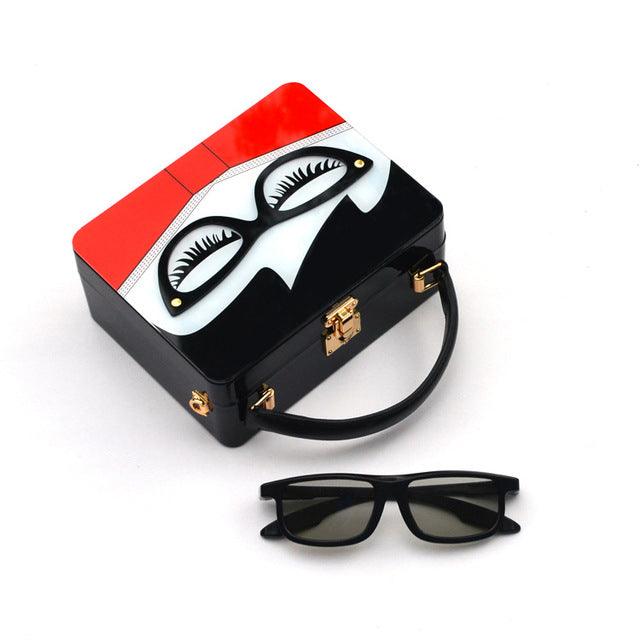 Women Dazzling Sunglasses Purses and Handbag Cartoon Acrylic Style Shoulder Bag Ladies Crossbody Designer Bag