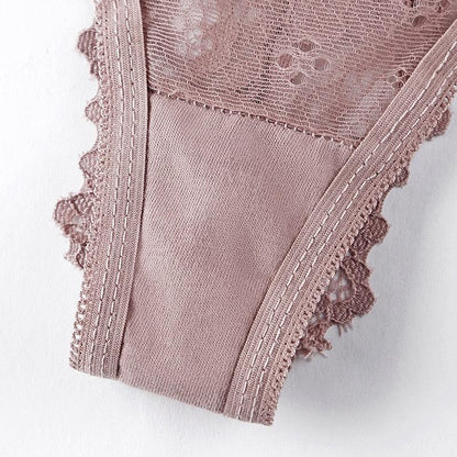 T-BOO Women Lace Bra Sets Soft Comfortable Floral Bra Thong Set Seamless Underwear Transparent Backless Ultra-Thin Unline Lingerie