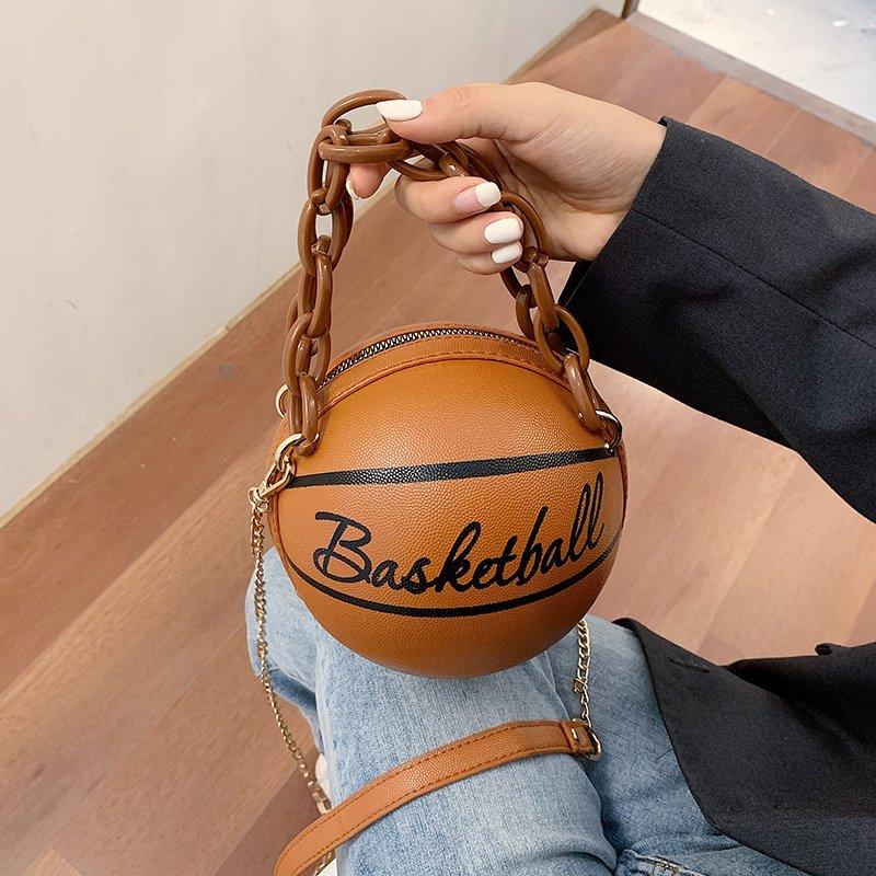 Luxury Cute Basketball Hand Bag Crossbody Bag Women Leather Totes Lady Shoulder Pack