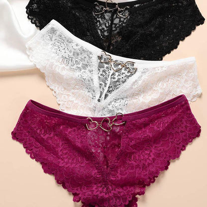 T-BOO Women Sexy Lingerie Lace Panties G String Underwear Low-waist Thong T-back Transparent Temptation Hollow Out Intimate