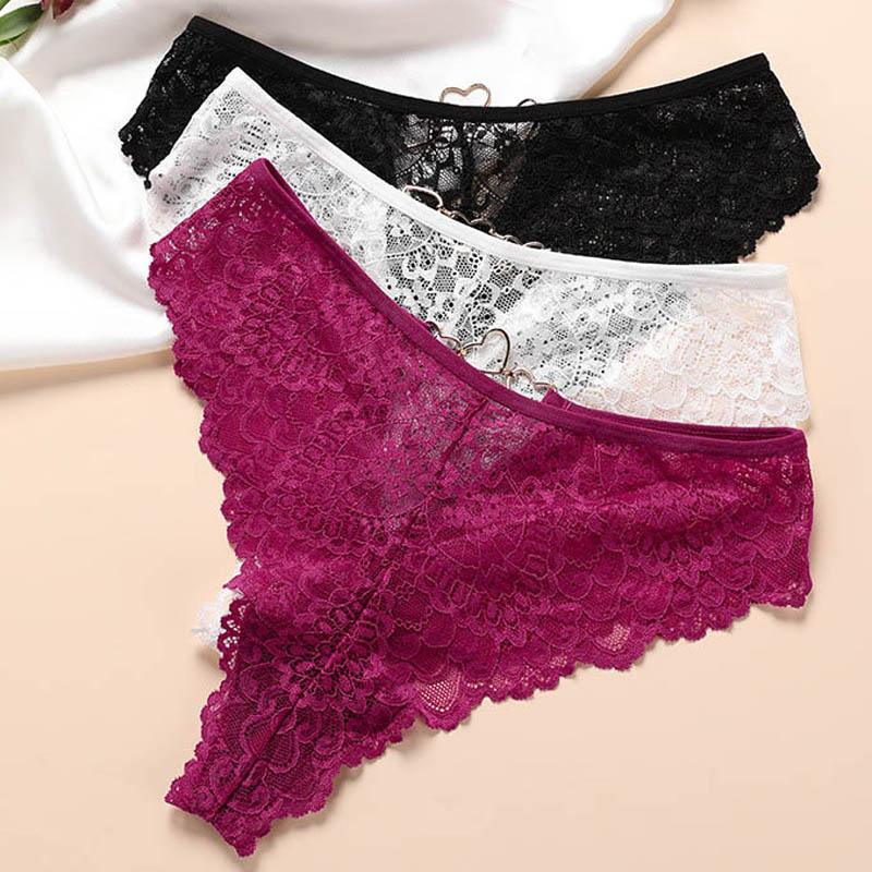 T-BOO Women Sexy Lingerie Lace Panties G String Underwear Low-waist Thong T-back Transparent Temptation Hollow Out Intimate