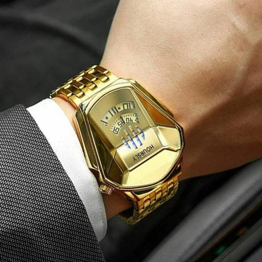 T-BOO Men Wrist Watches Golden Luxury Brand Trend Cool Stainless Steel Technology Fashion Quartz Watch Relogio Masculino