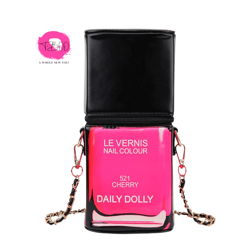 "Paint Me Nail Polish Bottle Shape Purse Handbags for Women: Fashion Crossbody Bags with Chain Shoulder Straps - Designer Cosmetic Bag"
