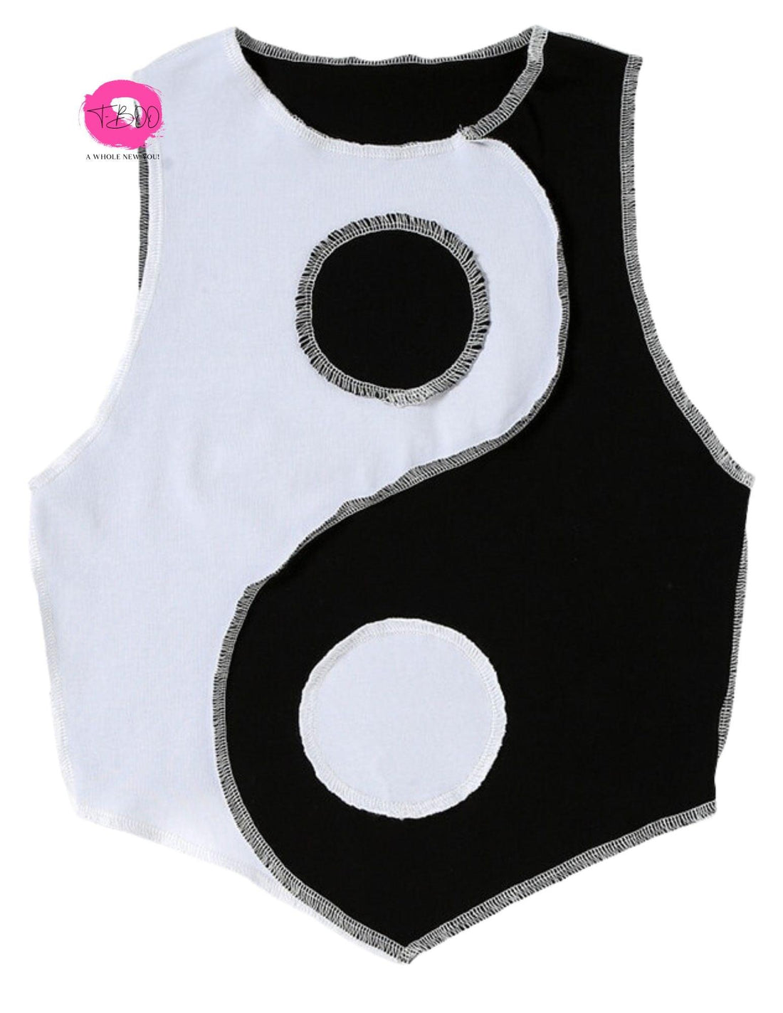 T-BOO Women Sleeveless Tank Tops Asymmetry Striped Patchwork Sporty Casual Streetwear