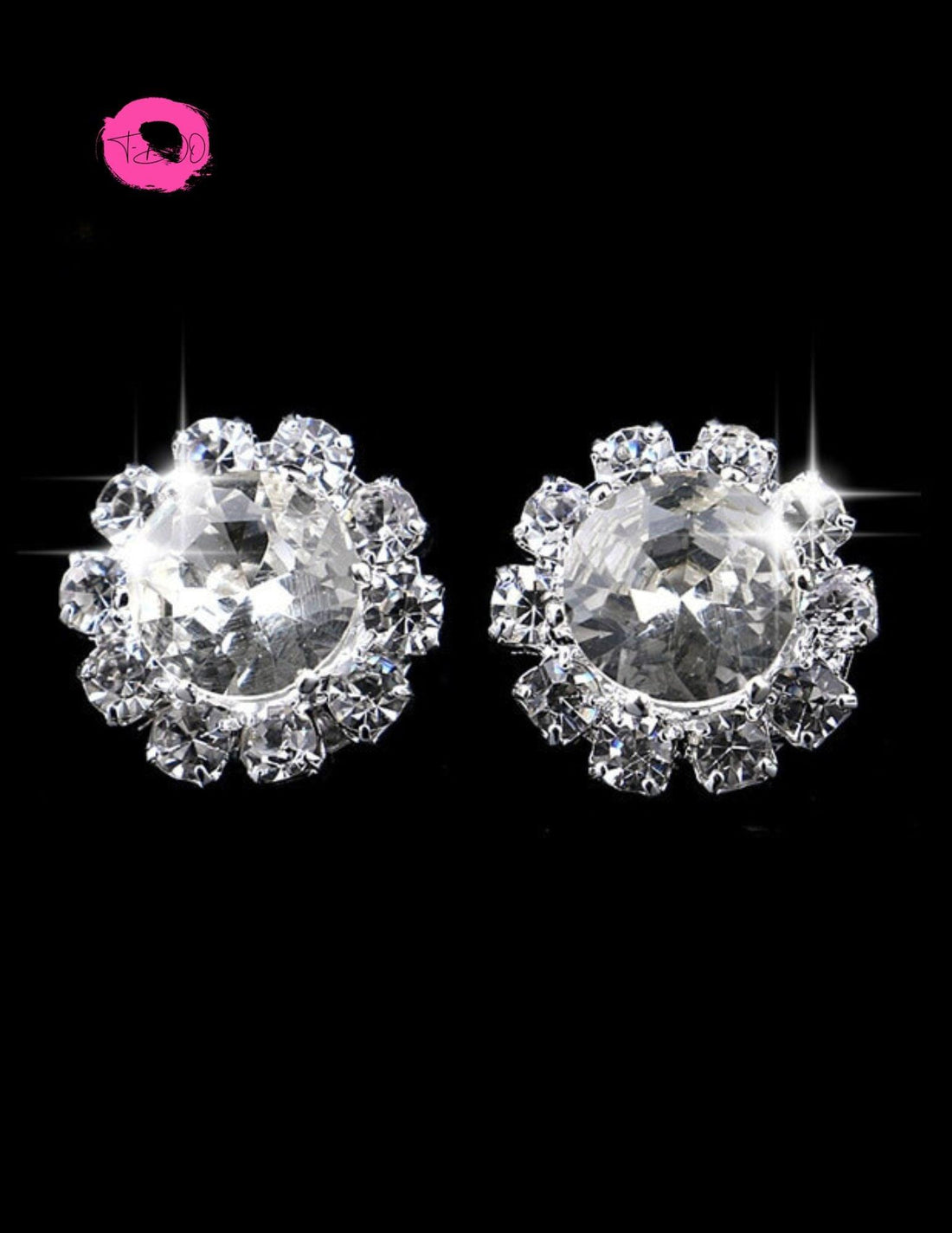 Women Luxury Bridal Silver Plating Crystal Rhinestone Flower Stud Earrings for Wedding Prom Gifts Accessories